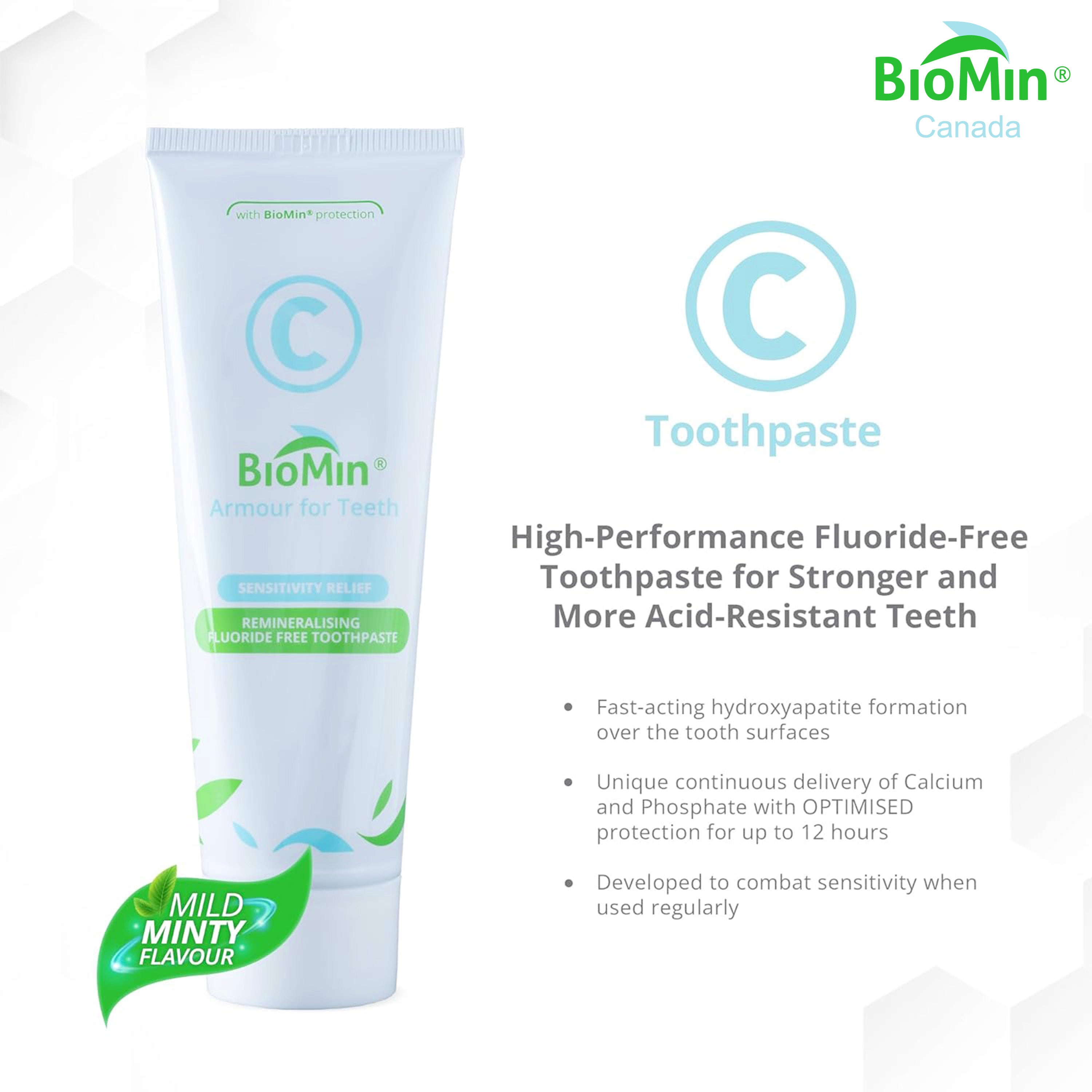 BioMin™ C 75 ml - Dentifrice Sensibilité &amp; Reminéralisant Sans Fluor